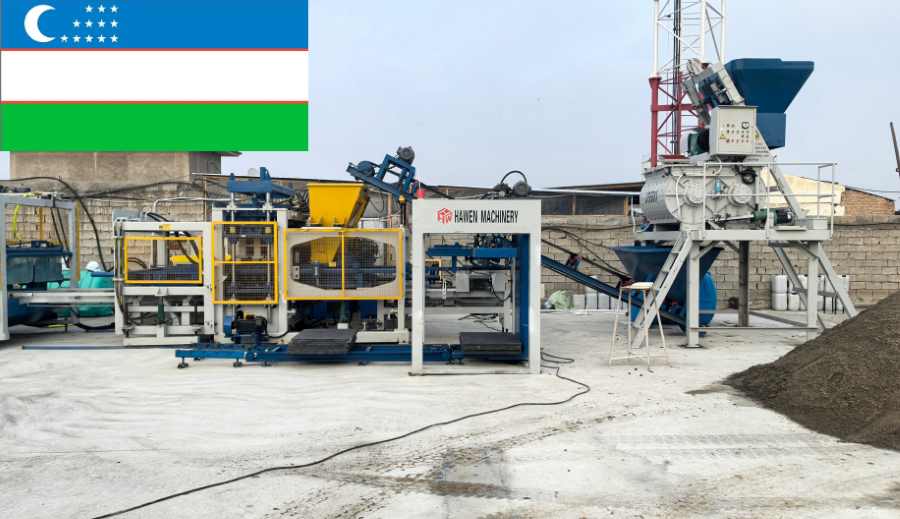 QT6-15 Paver and Curb Stone Making Plant Successfully Running in Uzbekistan