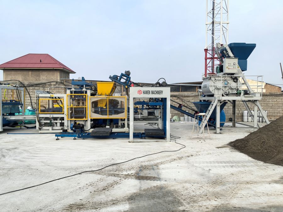 QT6-15 paver and curb stone making plant successful running in Uzbekistan