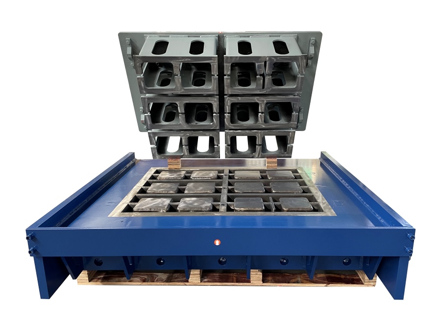 Concrete block mould prepared for compatibility inspection