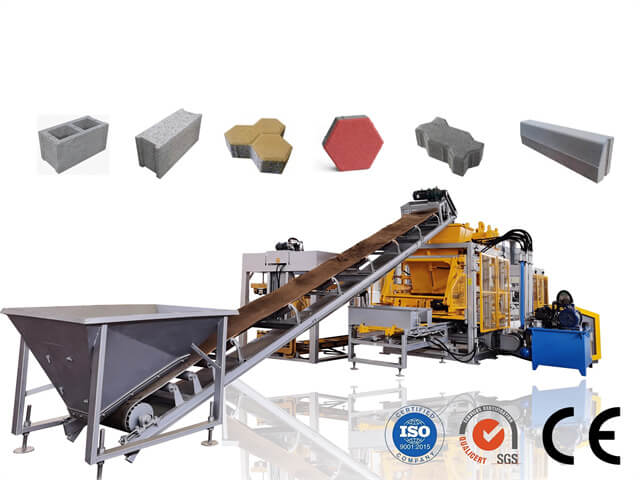 QT10 Automatic Hollow Solid Cement Block Machine Paver Production Line ...